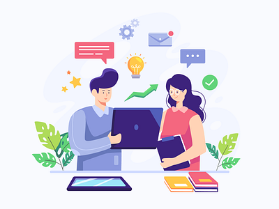 Business Teamwork Flat Illustration adobe illustrator business collaboration flat graphic design header illustration illustration teamwork ui ui design vector