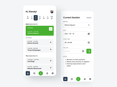 Mentor Companion App design interface ui ux