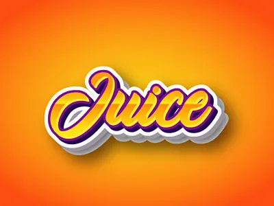 juice 3d text effect animation app art branding clean design flat illustration logo ui