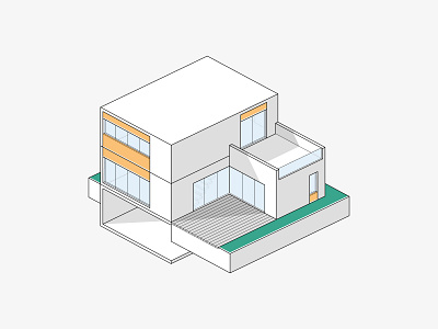 Rehau at Home building clean design estate grey home house icon illustration isometric lines logo modern villa