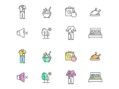 Icons for kids schedule day app app design icons vector