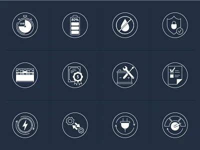 Icons for lithium-ion battery technology website icons vector