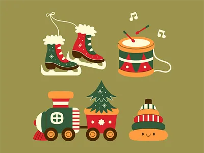 Christmas toys christmas december drums holidays old retro skates toys train