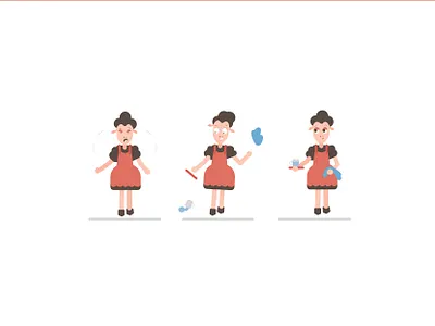 Waitress- her first day at work ;) adobe illustrator flat design illustration illustrator minimal red sheep vector vector illustration waitress
