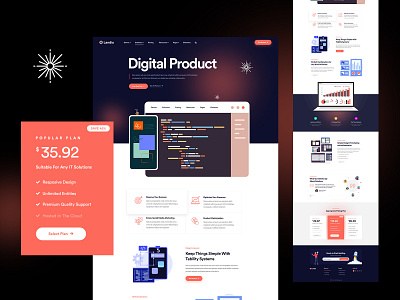 Digital Product Design Landing page agency creative digital profuct illustration landing page product design ui ux website