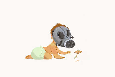 Save our climate baby bebe cartoon change character climate editorial illustration warm