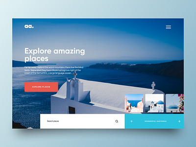 Explore amazing places design illustration landing page minimal popular design santorini template travel ui uiux web web design web template website website design website template