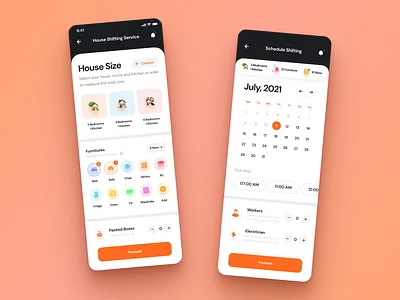 House Shifting App app design house moving mobile app ui