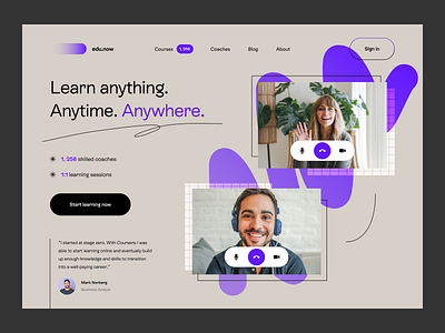 ~ online learning website ~ coursera digital e learning hero section landing page learning website online course online education online learning online school people purple udemy ui uiux ux web web design website design zoom