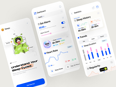 Sleepy app clean clean ui dashboard design dribbble best shot graphic design illustration interaction ios logo meditation minimal mobile design sleep tracker trending ui user interface ux