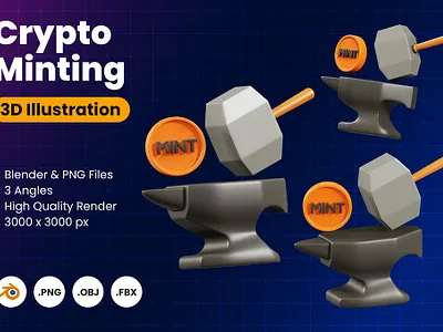 3D Crypto Minting 3d 3d icon 3d icons 3d illustration art bitcoin blender blockchain coin crypto currency design ethereum graphics icon icons illustration money nft wallet