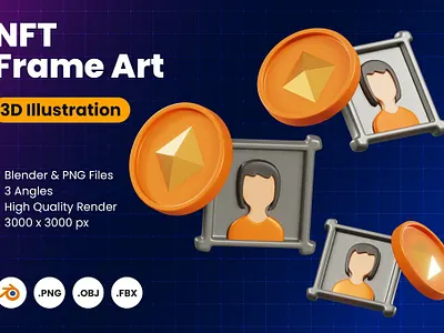 3D NFT Frame Art 3d 3d icon 3d icons 3d illustration art bitcoin blender blockchain coin crypto currency design ethereum icon icon design icons illustration money nft wallet
