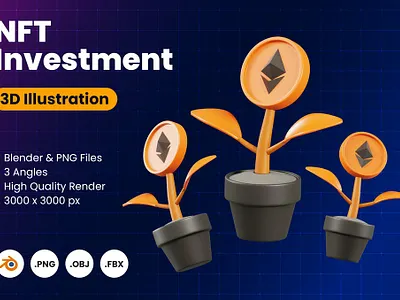 3D NFT Investment 3d 3d icon 3d icons 3d illustration art bitcoin blender blockchain coin crypto currency design ethereum icon icons illustration logo money nft wallet