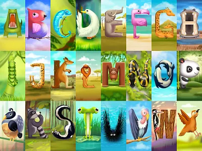 Alphabet English abc alphabet app app for kids illustration illustrations mobile