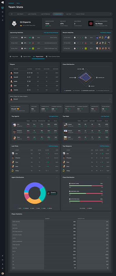 Valorant Stats Portal analytics dashboard design esports game analytics game app stats valorant