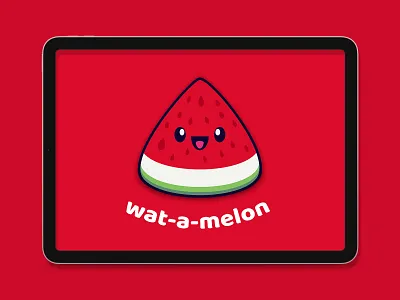 wat-a-melon (vector art) badge character cute design fruit graphic art graphic design icon india logo sticker watermelon