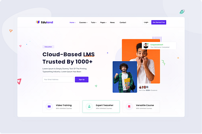 Eduland-LMS & Education Web Header Exploration agency awesome design creative design design illustration lms logo top designer typography ui web design