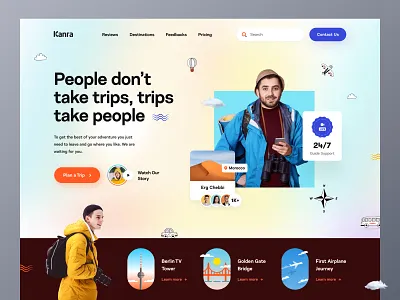 Travel Landing Page ecommerce gopro homepage illustration landing page mockup tourism tourust travel travel agency travel blog travel guide travel vlog travel website travelling trip vacation vacation rental web design website