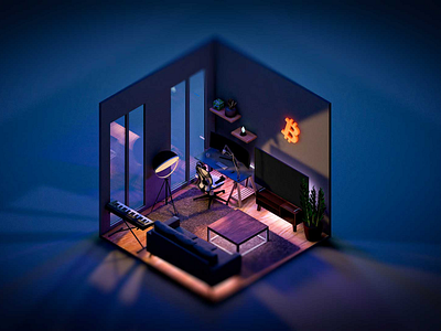 Isometric Office 3d c4d facebook isometric metaverse minimalist nft oculus office