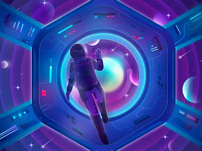 Astronaut 404 alone astronaut empty state error error page gradient illustration onboarding ship sky space spaceship ui