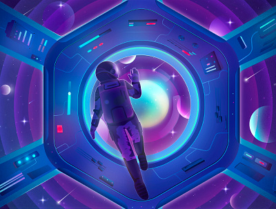 Astronaut 404 alone astronaut empty state error error page gradient illustration onboarding ship sky space spaceship ui
