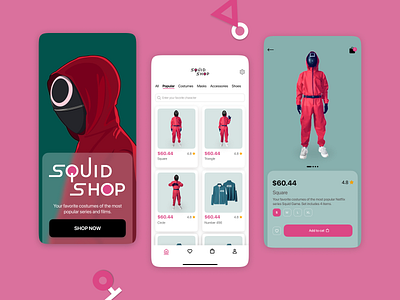 Design concept of online store Squid Game app design interface prototype ui ux