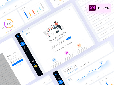 Shorter link & Dashboard UI (Freebie) 💎 dashboard free free ui kit free xd link link shorter saas ui ui free website xd free