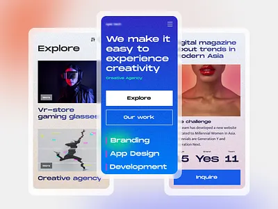 Concept Creative Agency agency branding concept creative cyber glassy mobile neo pink promotion ui ux ui