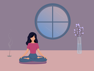 Meditation adobeillustrator aromatherapy character colors flowers girl illustration illustrator incense meditation recreation relax vase vector window yoga