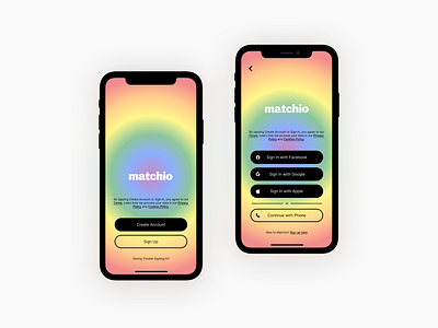 Matchio Sign In Pages app mobile ui ui design uiux uiux design user interface ux