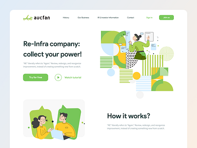 Aucfan landing page concept branding concept design design studio digital flat design graphic design hero page home page illustration landing page layout logo melow ui ux vector web