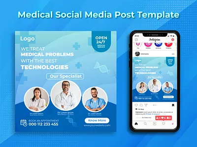 Medical Social Media Design Templates | Instagram Post Design. ads ads banner banner ads digital marketing facebook banner google ads healthcare instagram banner instagram post marketing banner media pharmaceutical social social media design social media kit social media post socialmedia specialist square flyer treatment