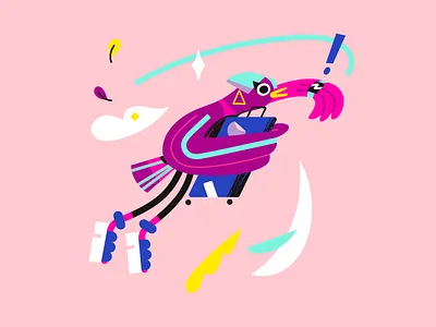 Time to return bird character characterdesign colors illo illustration luggage spotify spotify russia