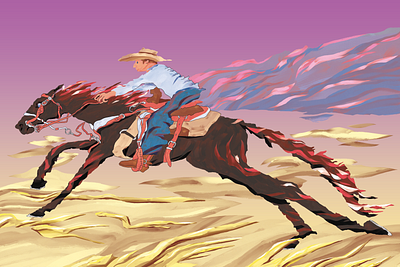 The ride astride a horse boy on horse computer graphics desert horse riding illustration prairie