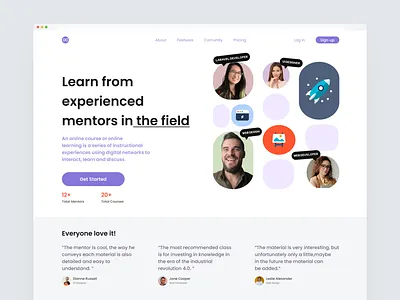 #Exploration - Online Courses Website figma graphic design landing page design minimalist online courses ui user interface design ux web web courses web design web mentor