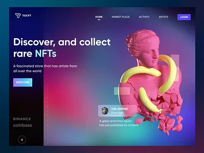 NFT Landing Page - Header clean collect design nft nft header nft landing page nft ui design nft ux nft web design ui ux video web
