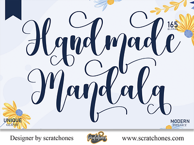 Handmade Mandala | Script-Handwriting Font branding brush font calligraphy dafont design download font free font hand writing handwriting handwritten illustration logo romantic font scratchones scratchones.com script vector wedding font