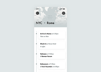 Itinerary 079 app concept dailyui design itinerary mobile ui
