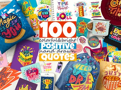 💯Inspirational Quotes Bundle art cartoon design graphic design happy holiday illustration inspiration lettering lifestyle modern motivation print quote season sport success typography vector win