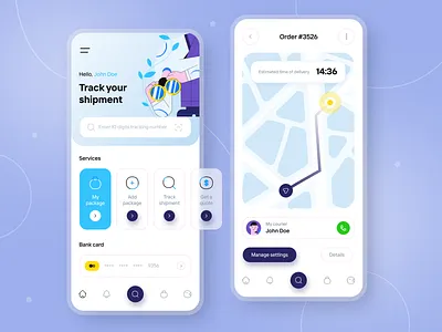Delivery Service App Concept app courier service dhl package tracker parcel shipment shipping transportation ui ux