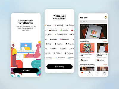 Online Courses app class clean course courses design figma illustration learn mobile mobile design online learning topics ui ui ux ui design uidesign ux video