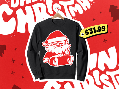 Grumpy Santa Christmas Sweatshirt - Available to Buy! artwork buy cartoon christmas funny holiday illsutration sad santa sweatshirt