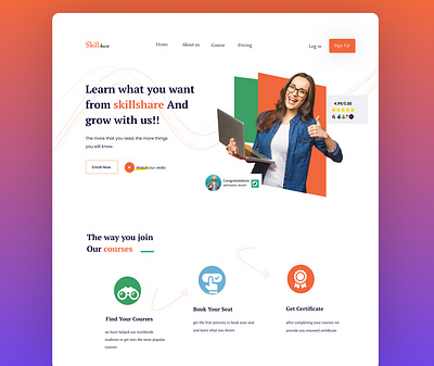 Online course landing page course ui e learning website education website landing page design learning landing page oniline course ui school website ui ux