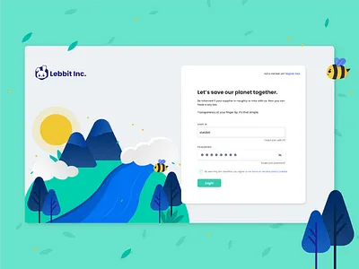 Sustainable Login Page branding dashboard design earth ecofriendly illustration login logo sustainable ui