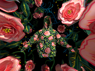 nature born 3d animation desigual fashion flowers hoodie motion motion graphics nature octane rose zoom