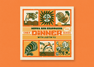 Chef Dinner Series bespoke design illustration lettering
