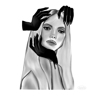 Creepy Hands and art beauty black creepy design digital feminine girl hair halloween hands illustration lady long model paint painting white woman