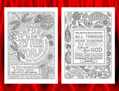 Two Bible Coloring Pages from Romans bible coloring bible verses etsy printables graphic design romans coloring page scripture coloring