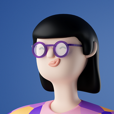 Girl with glasses 3d blender character editorial illustration illustrations process render workinprogress