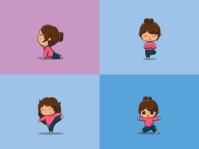 Yoga cute illustration character branding cute logo mascot vector yoga